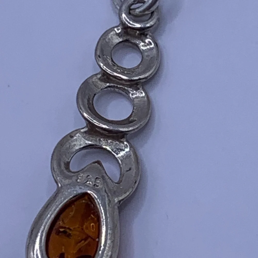 Celtic Trinity Pendant with Baltic Amber and Sterling Silver Box Chain